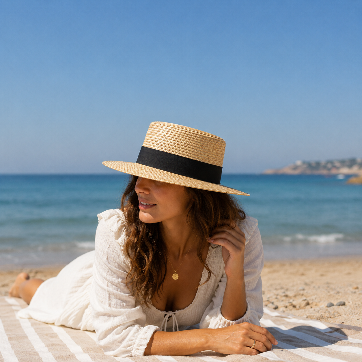 Sombrero canotier para la playa