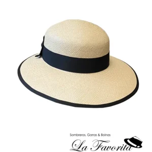 Sombrero mujer verano Pamela Panamá ribete negro natural - Miralles