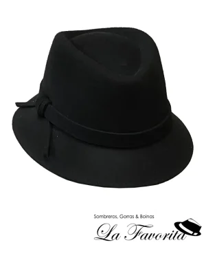 Sombrero mujer lana ala corta lazo nudo negro - Miralles