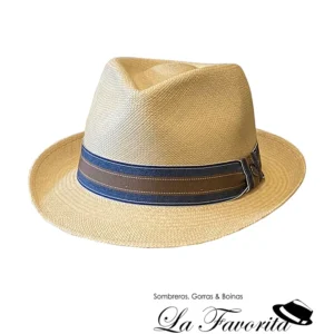 Sombrero Panamá New Trilby ala corta cinta bicolor tostado - Vintimilla