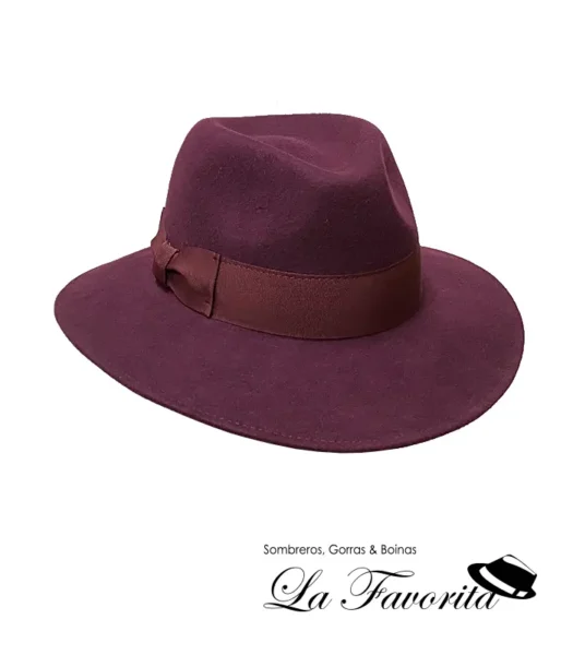 Sombrero mujer fedora lana ala ancha granate - Miralles