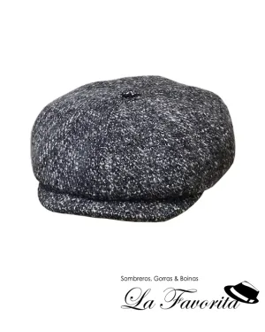 Gorra lana 8 paneles botón jaspeado Montreal Panda gris - Beirets