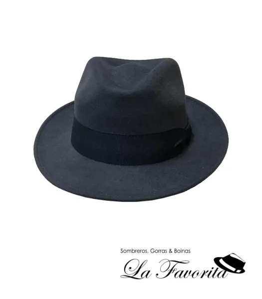 Sombrero fedora lana clásico fino cinta gris oscuro - Miralles