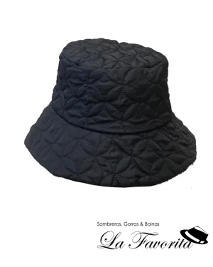 Gorro mujer lluvia ala ancha con flor trasera grande AA9134 negro - Costa y Soler