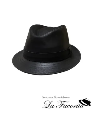 Sombrero cuero trilby ala corta negro - Hat Club