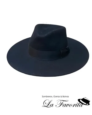 Sombrero fedora lana ala ancha plana Worden negro -Fernández y Roche