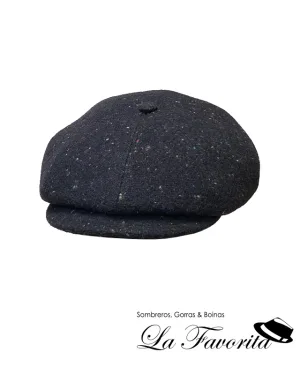 Gorra lana 8 paneles botón puntos imán negro - Hat Club