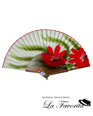 Abanico grande 54183 flor roja - Aire Distinto