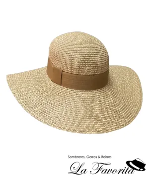 Sombrero mujer verano Pamela trenza flexible tostado - Miralles