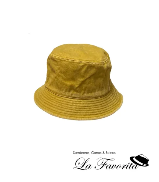 Gorro verano niño bucket algodón lavado mostaza - Miralles