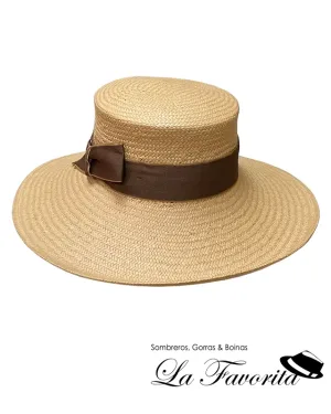 Sombrero mujer verano copa cordobés ala ancha tostado - La Favorita
