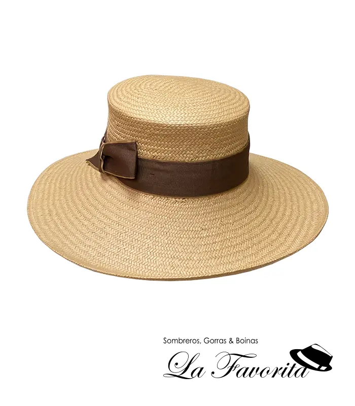 Sombrero mujer verano copa cordobés ala ancha tostado - La Favorita