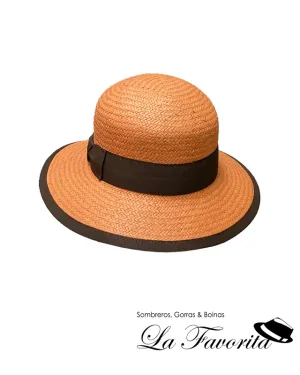 Sombrero mujer verano pamela ala corta flexible 24 naranja - Miralles