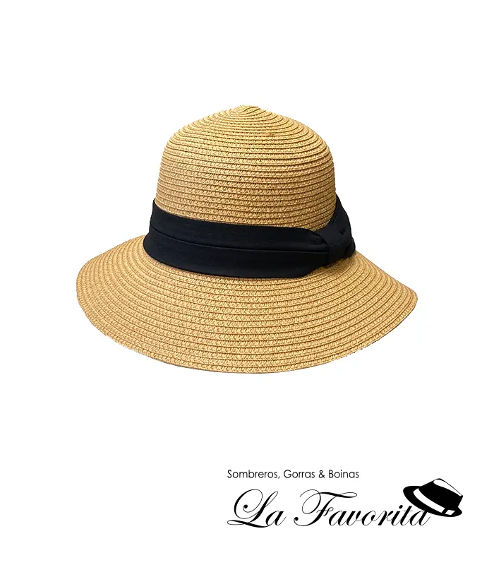 Sombrero mujer verano copa redonda trenza cosida 118907-0038 tostado - Hat Club