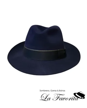 Sombrero fieltro fedora ala ancha Peter 19105 azul oscuro - Fernández y Roche