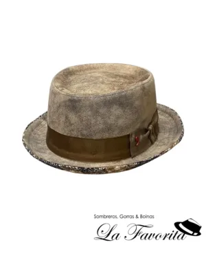 Sombrero pork pie piel 47903 beig - Alfonso D'Este