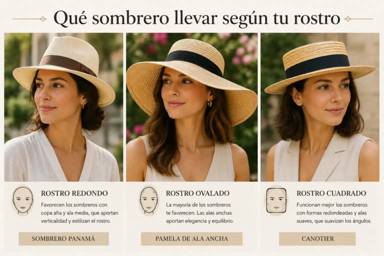 Tabla con la recomendación de qué sombrero utilizar según la forma del rostro