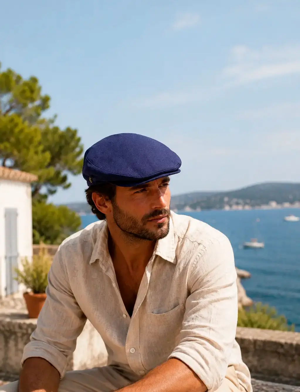 Hombre con elegante gorra de verano