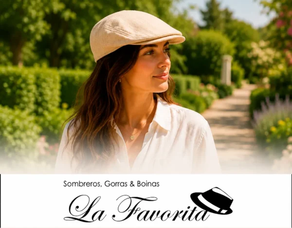 Mujer con gorra campera de lino para verano