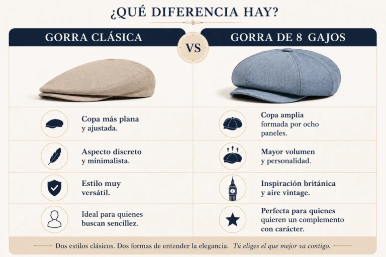 Tabla comparativa entre gorra de 8 gajos y gorra clásica de verano