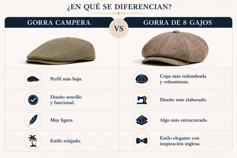 Diferencias entre una gorra campera y una gorra de 8 paneles o gajos
