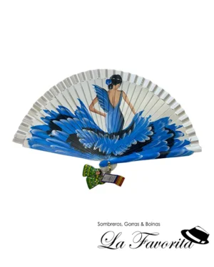 Abanico madera flamenca azul 55125 - Aire Distinto