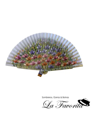 Abanico madera flores beig 25 - 55157 - Aire Distinto