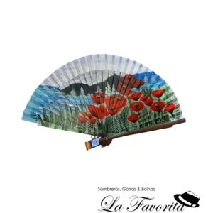 Abanico madera campo amapolas 55192 - Aire Distinto
