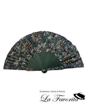 Abanico tela flores verde 65107 - Aire Distinto
