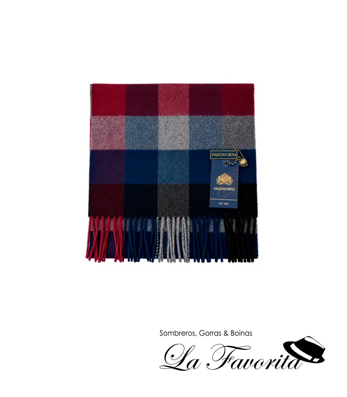 Bufanda lana cuadros azul-granate 376 - Failsworth