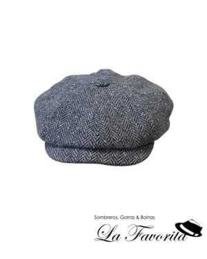 Gorra 8 paneles botón 301 Donegal Tweed espiga gris 2-301-89-0039 - City Sport