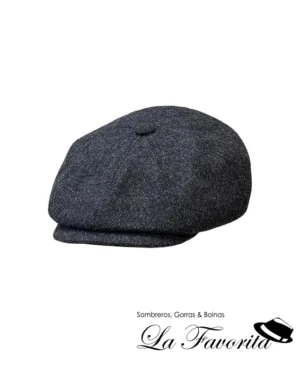 Gorra 8 paneles botón lana Irlandesa Shetland O887C gris oscuro - Verra