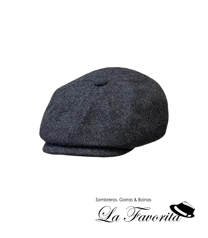 Gorra 8 paneles botón lana Irlandesa Shetland O887C gris oscuro - Verra