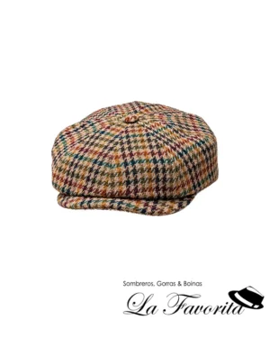 Gorra 8 paneles botón lana pata gallo Kyoto 59796 beig - Alfonso D'Este