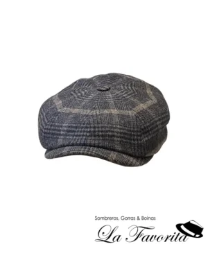 Gorra 8 paneles botón lana príncipe de gales Kyoto 58550 gris - Alfonso D'Este