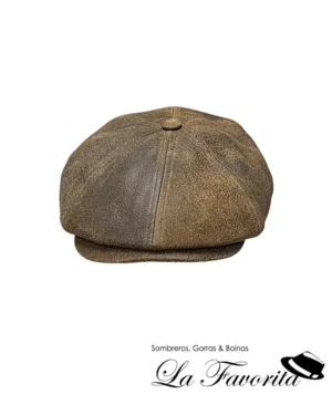 Gorra 8 paneles botón cuero Napoli 47790 marrón - Alfonso D'Este