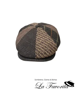 Gorra lana 8 paneles botón Patchwork 1-20-855 marrón - Miralles