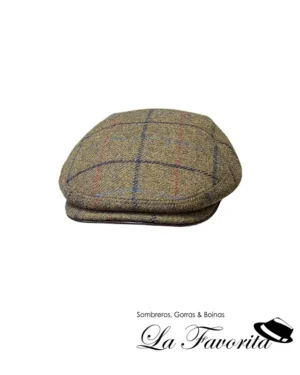 Gorra lana cuadro visera cuero 208401-0128 verde - Hat Club