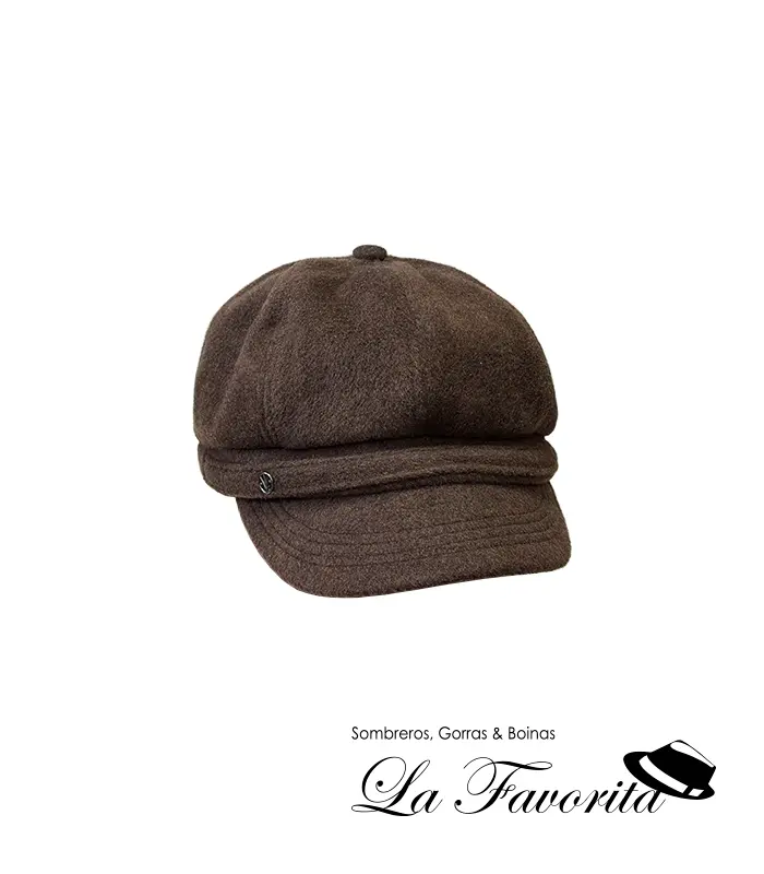 Gorra mujer 8 paneles botón 679027 marrón - Loevenich