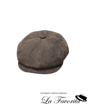Gorra piel 8 paneles botón 1-20-858 marrón - Miralles