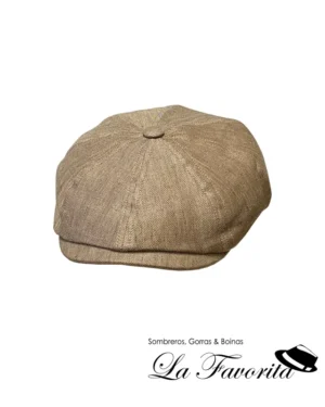 Gorra verano 8 paneles botón espiga fina lino sin forro Kyoto 50109 marrón - Alfonso D'Este