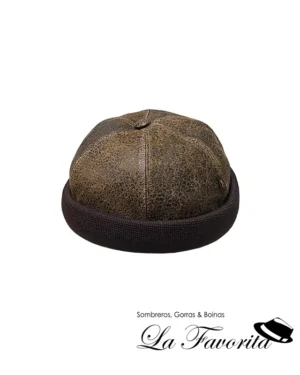 Gorro docker botón cuero 53848 marrón - Alfonso D'Este