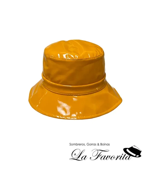 Gorro mujer lluvia charol reversible mostaza - Bedacht