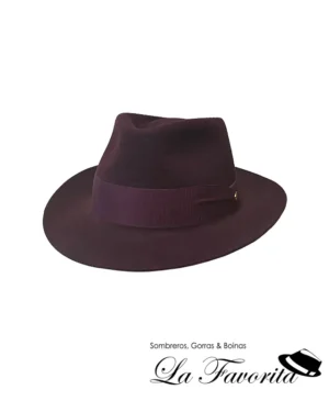 Sombrero fedora fieltro pelo ala media Cosme 20413 burdeos - Fernández y Roche