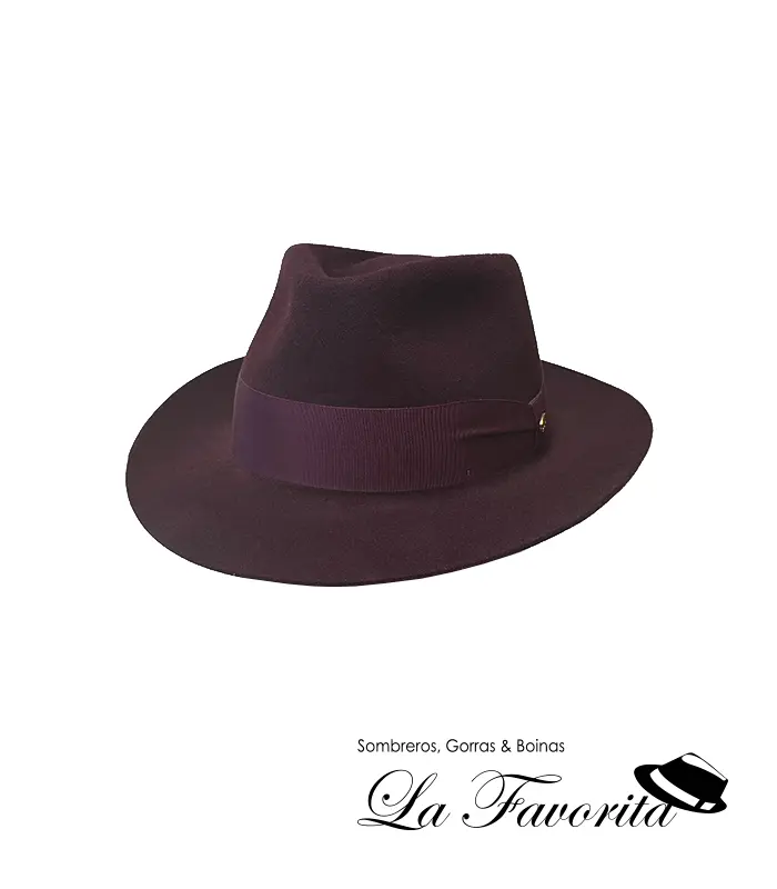 Sombrero fedora fieltro pelo ala media Cosme 20413 burdeos - Fernández y Roche