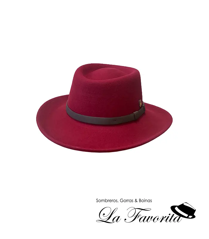 Sombrero gambler lana cinta cuero AW716 vino - Aranda Sombreros