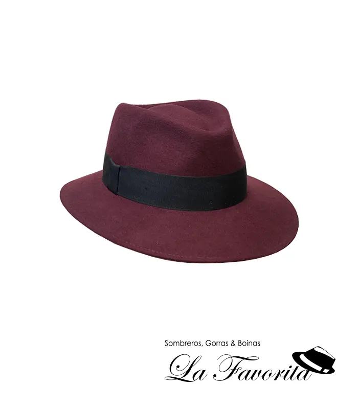 Sombrero mujer lana ala corta 27 AA9103 granate - La Favorita
