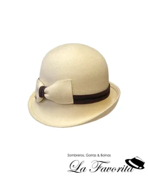 Sombrero mujer lana casquete lazo 26 AA9155 crudo - La Favorita