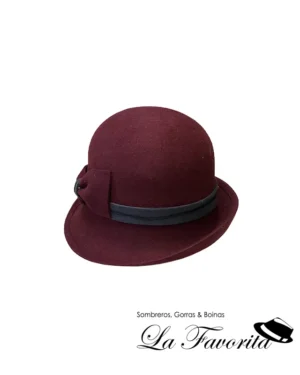 Sombrero mujer lana casquete lazo 26 AA9155 granate - La Favorita