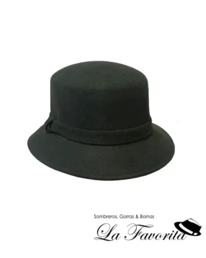 Sombrero mujer lana copa cordobés ala corta 207107-0008 verde - Hat Club
